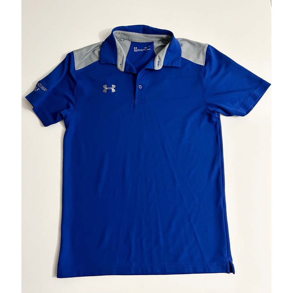 Under Armour Boys HeatGear Polo Shirt Blue Grey East Hickman Golf Size Small